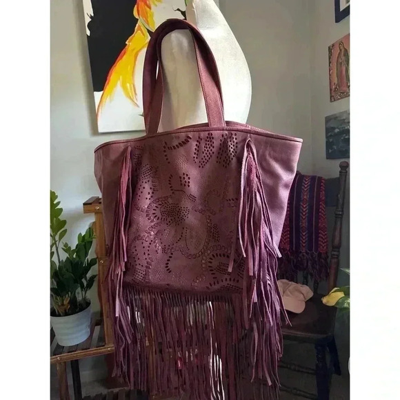 Frye Purple Fringe Shoulder Bag - Picture 2 of 8